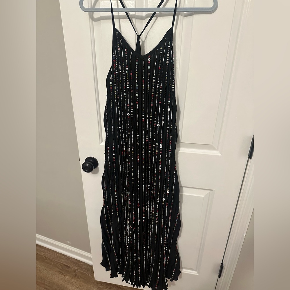 FARM Rio Black Sequin Backless Dress